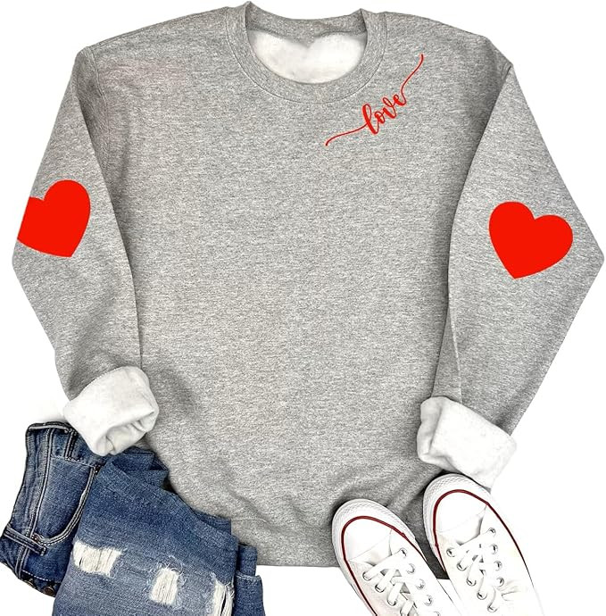 Leopard Valentines Day Sweatshirt Womens Cute Love Heart Valentines Shirts VDay Shirt | Amazon (US)