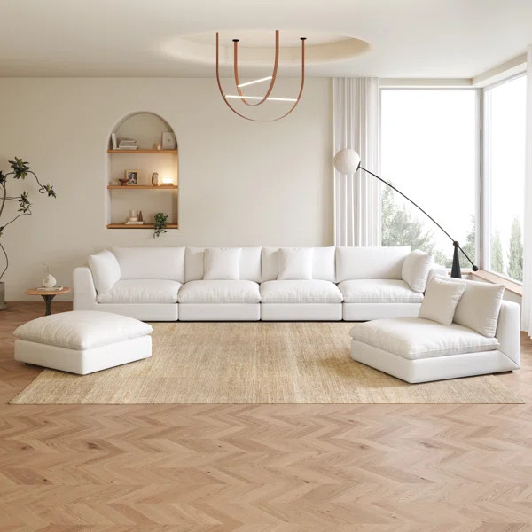 156.7‘’ Oversized U Shaped 6 Piece Modular Cloud Sectional Sofa with Ottoman | Wayfair North America