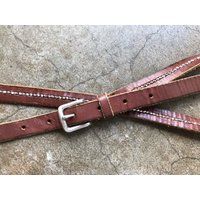 Vintage Slim Brown Leather Western Dress Belt Silver Tone Buckle 1990S 90S Size 30 32 34 36 Southwes | Etsy (US)