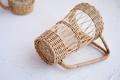 RISEON Vintage Rustic Hand-Woven Bamboo Rattan Cup Holder Coasters Drink Holder Stand Clear Glass... | Amazon (US)