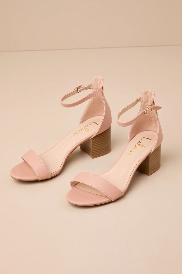 Harper Almond Stacked Ankle Strap Heels | Lulus