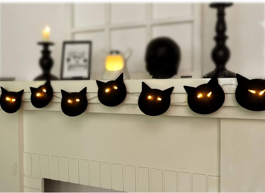 Halloween Decorations Indoor, 7Ft Black Cat Decor with Glow in Dark Eyes, Cute Halloween Decor Fe... | Amazon (US)