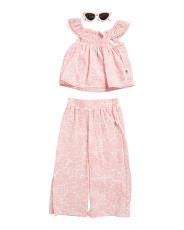 Toddler Girls 3pc Printed Gauze Top And Pants With Sunglasses Set | Toddler Girls (2t-5t) | Marsh... | Marshalls