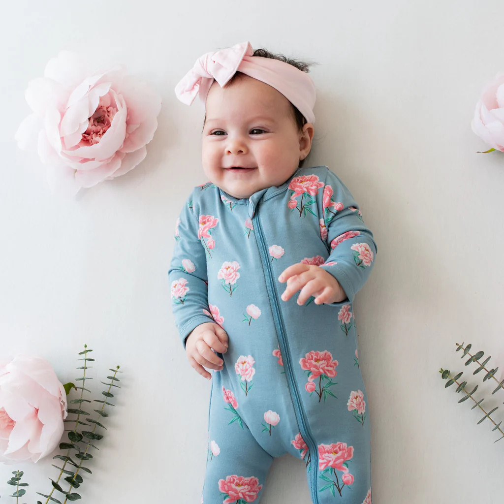 Zippered Romper in Peony | Kyte BABY