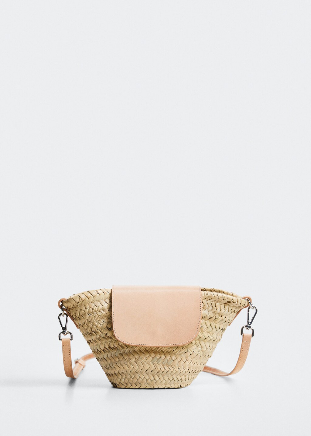 Leather flap raffia bag | MANGO (US)
