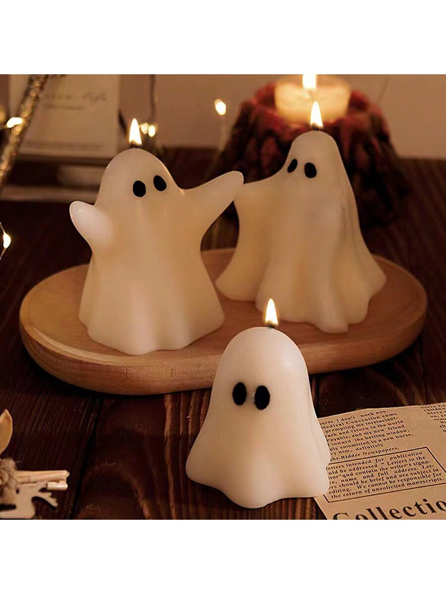 Handmade Halloween Ghost-Shaped Aromatherapy Candle Decor With Slight Color Differences | SHEIN