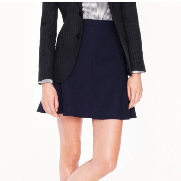 J. Crew • Fluted Skirt in Double Crepe in Navy Blue | Poshmark