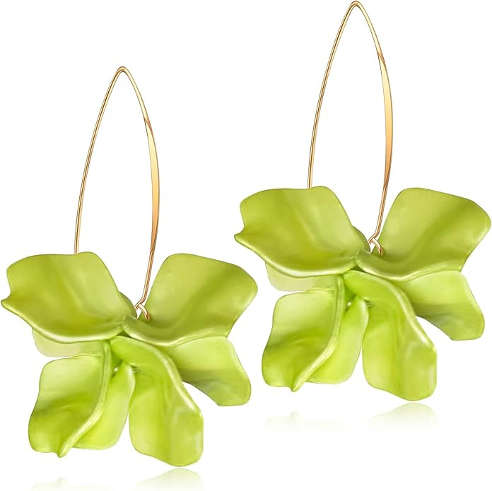 GPASTG Handmade Bohemian Acrylic Flower Petal Dangle Drop Earrings Long Big Rose Floral Earrings ... | Amazon (US)