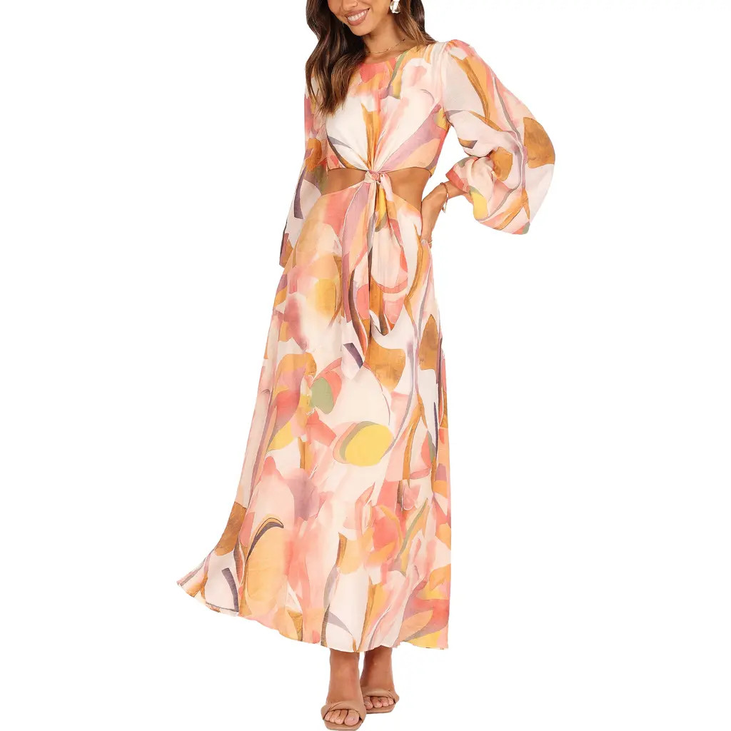 Petal & Pup Laquin Cutout Long Sleeve Maxi Dress in Pink at Nordstrom, Size Small | Nordstrom