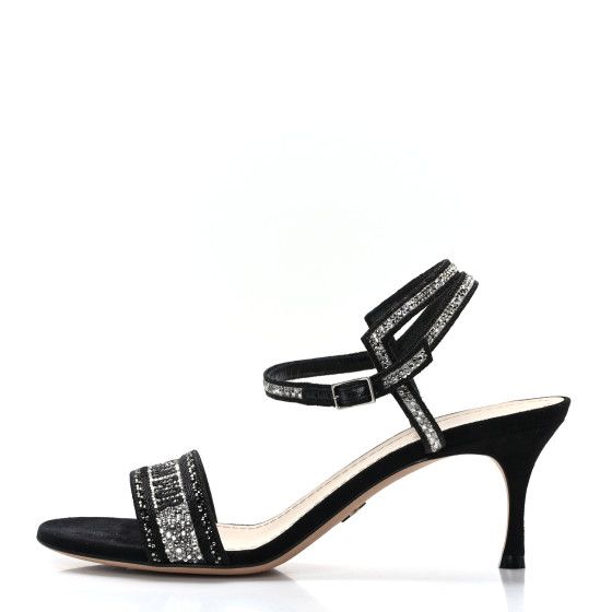 Crystal Suede Embroidered Dway 65mm Sandals 38 Black | FASHIONPHILE (US)