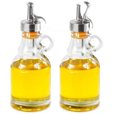Olive Oil Dispenser Bottle,Glass Oil Dispenser With Stainless Steel Spouts,Oil Bottles For Kitchen, Dispenser Bottle With Drip Free Spouts (2Pcs) 12 O | Wayfair North America