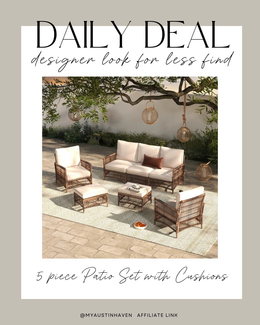 Gorgeous Patio Set - 5pc with cushions ☀️🌴

Patio set, outdoor furniture, outdoor season, patio design, wayfair find

#LTKSeasonal #LTKHome #LTKSaleAlert