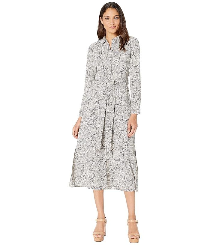 1.STATE Long Sleeve Patch Pocket Snake Print Maxi Dress (Feather Grey) Women's Dress | Zappos