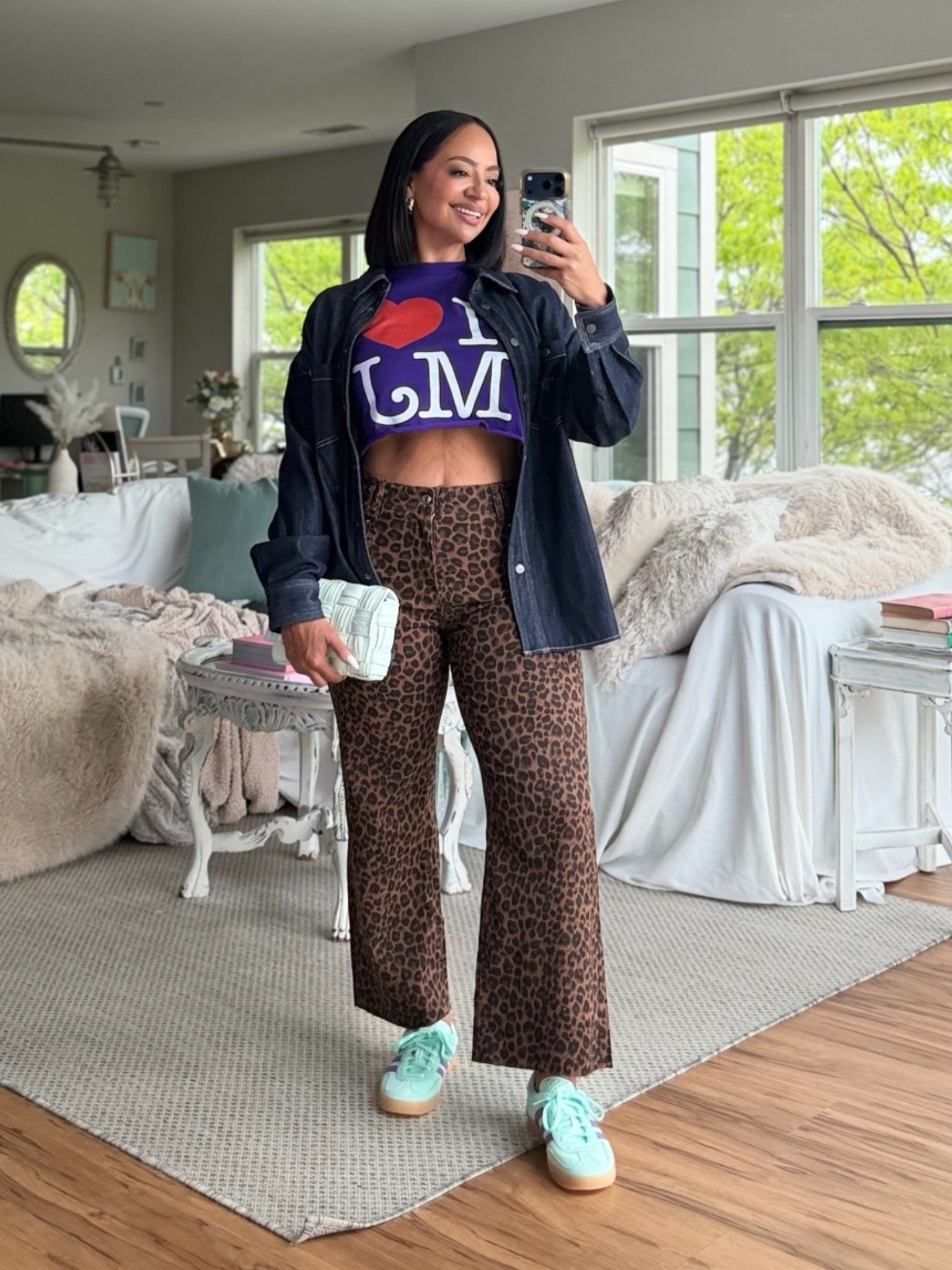 Casual outfit to go see the Michael movie for the third time  💁🏽‍♀️ Adidas gazelle sneakers and leopard pants have me in a chokehold lately 

Wearing an 8 in the pants and a men’s small in the shirt 

31” Ribcage
37” Bust
27” Waist
42” Hip

#LTKOver40 #LTKootd #LTKPetite