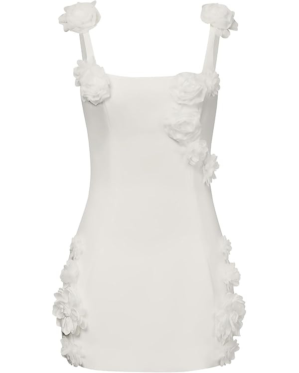 JW PEI Women's Elaina Pink Rosette Applique Mini Dress | Amazon (US)