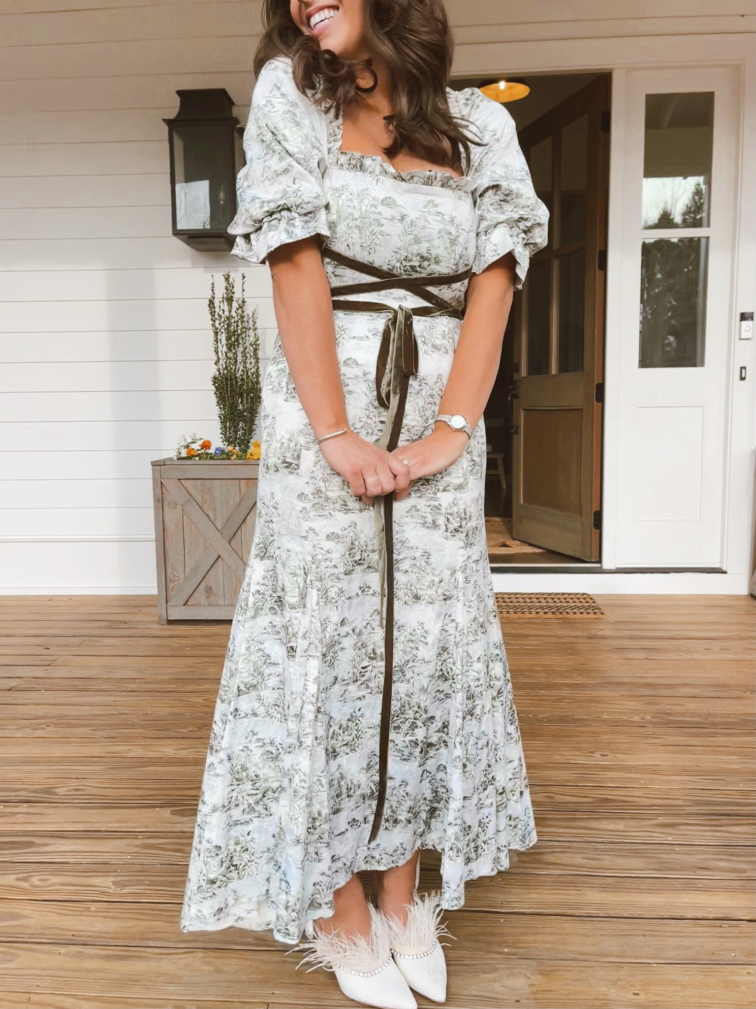 Here is my Antonio Melanie x Nicola Bathie wedding shower look! Obsessed with all the small details: toile, velvet, and feathers!! 

#LTKwedding #LTKunder100 #LTKshoecrush