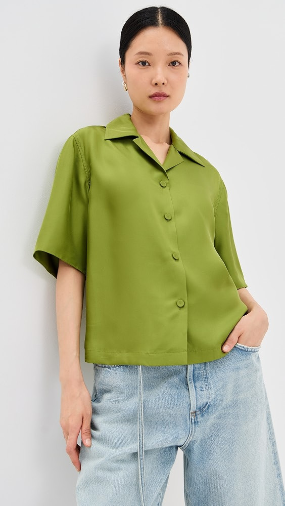 Róhe Camp Collar Silk Shirt | Shopbop | Shopbop