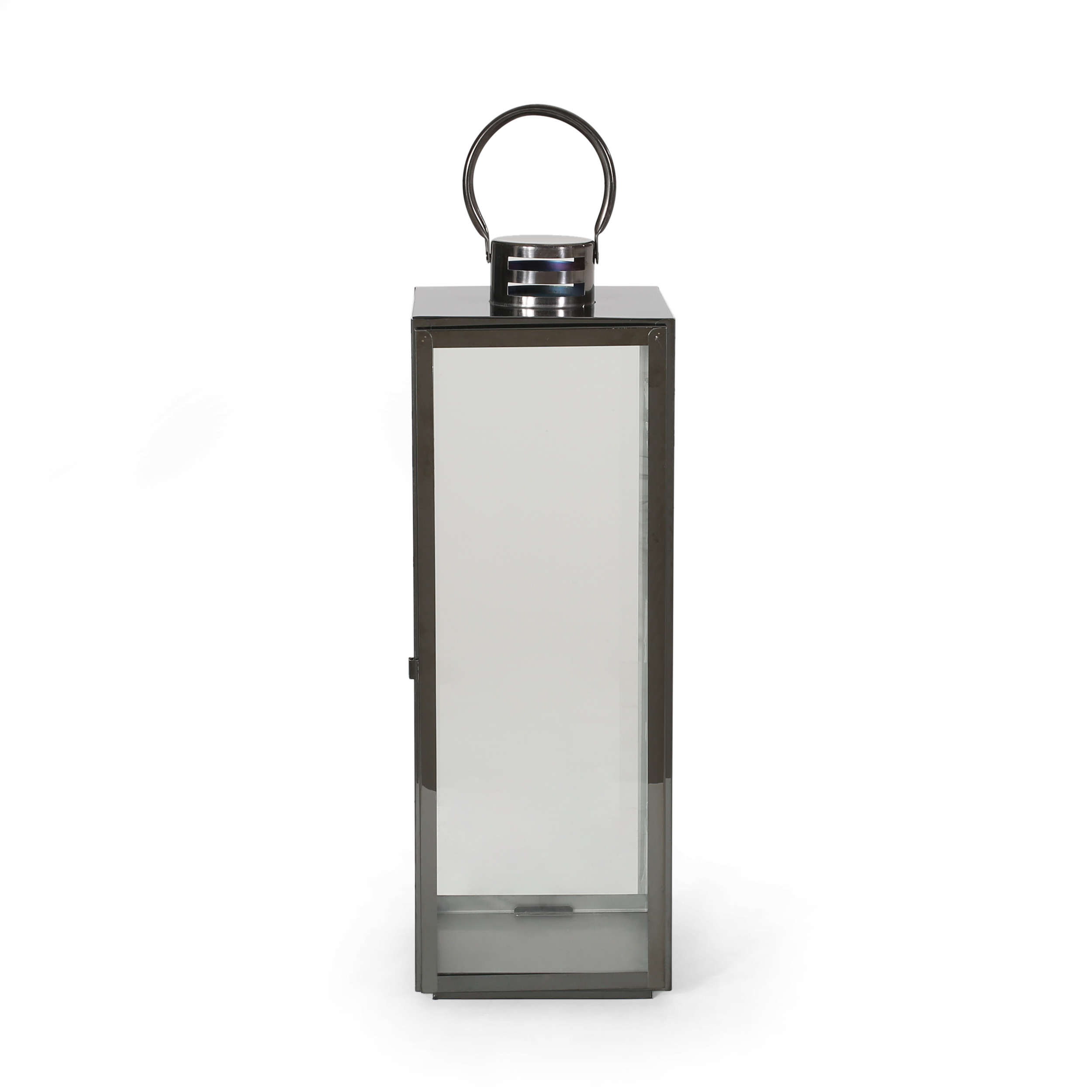 Florence 24" Modern Outdoor Stainless Steel Lantern, Black | Walmart (US)