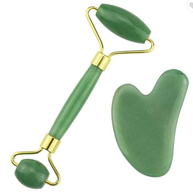 Jade Roller and Gua Sha Set - Face Roller Massager Tool for Face, Eyes and Neck - Reduces Wrinkle... | Amazon (US)
