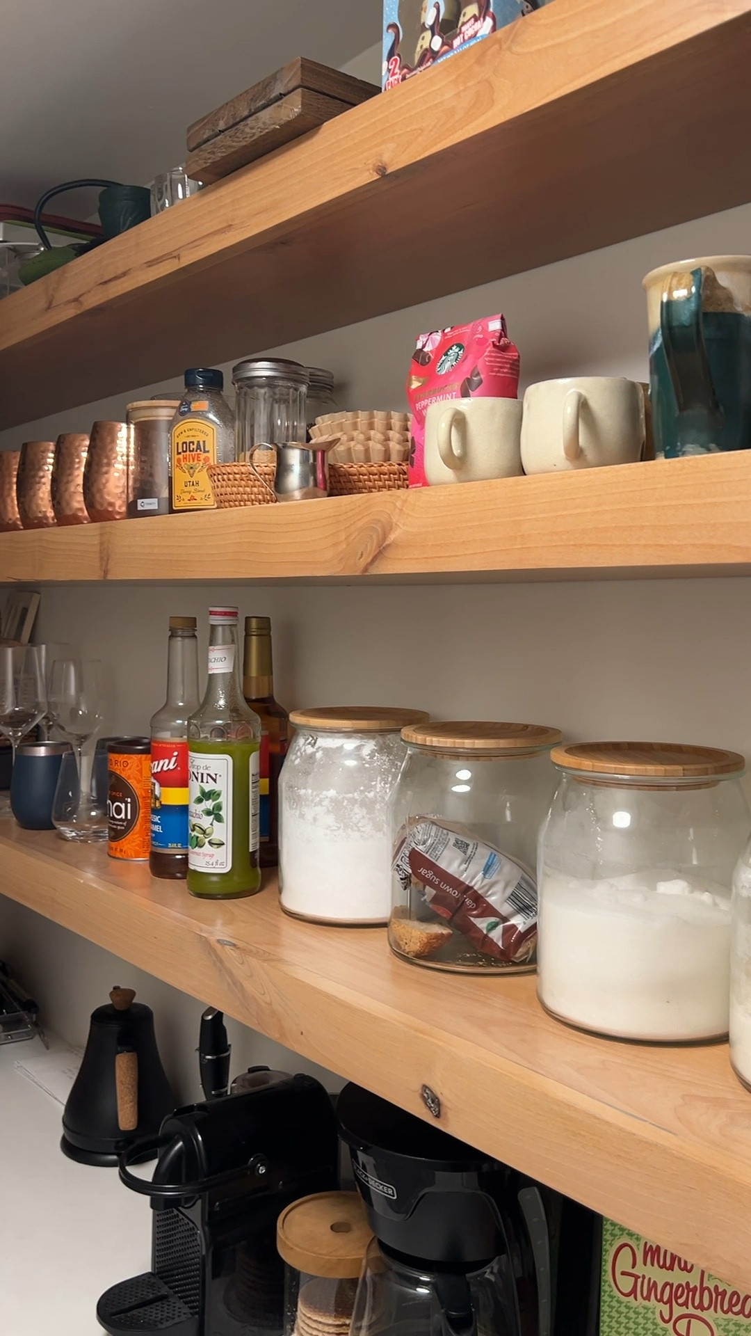 A little pantry organization overview. Between the floating shelves and glass jars I love how easy it is to see what products I’m running low on.

#LTKhome #LTKVideo