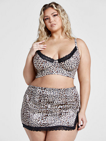 Skylar Leopard Print Satin Lingerie Set - Fashion To Figure | Fashion to Figure