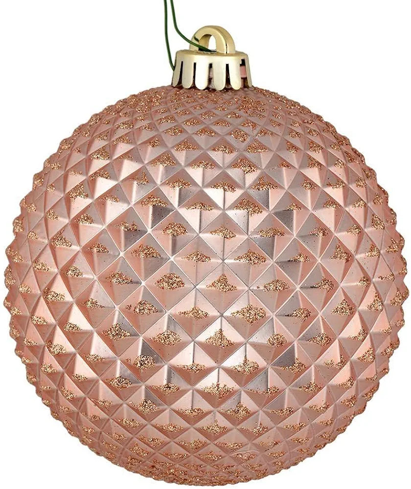 Vickerman 530474-4" Rose Gold Durian Glitter Ball Christmas Tree Ornament (6 pack) (N188558D) | Amazon (US)
