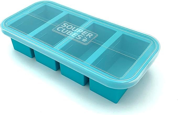 Souper Cubes 1-Cup Extra-Large Silicone Freezing Tray with Lid - makes 4 perfect 1cup portions - ... | Amazon (US)