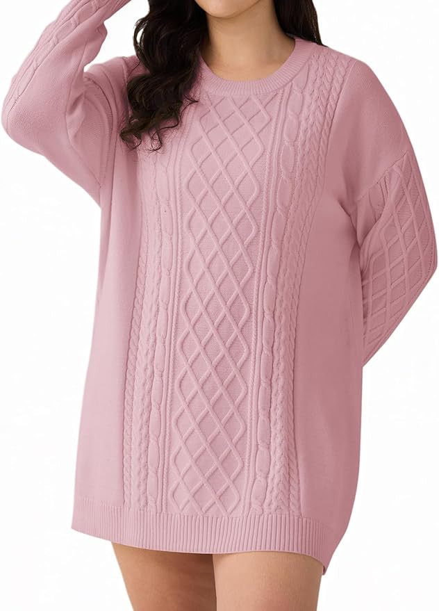RITERA Womens Plus Size Sweater Dress Oversized Cable Knit Chunky Long Sleeve Short Dresses Fall ... | Amazon (US)