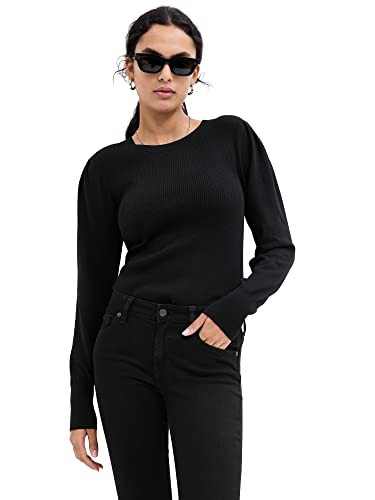 GAP Womens Puffed Sleeve Crewneck Sweater, True Black V2 2, Small US | Amazon (US)