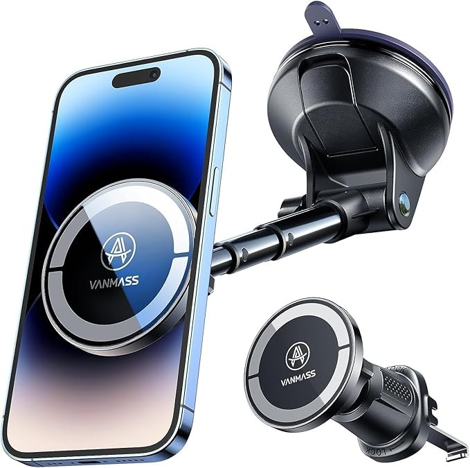 VANMASS Ultra Magnetic Car Phone Holder [2024 Strongest Magnet] for MagSafe Car Mount Suction Cel... | Amazon (US)