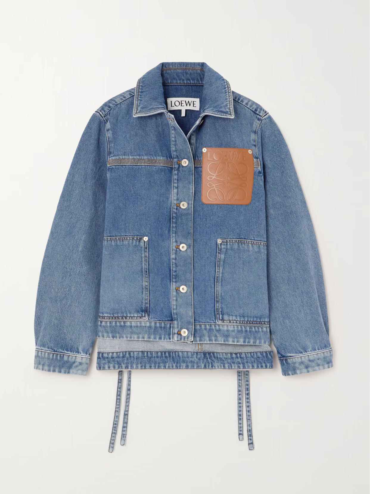 LOEWE - Leather-trimmed Denim Jacket - Blue | NET-A-PORTER (UK & EU)