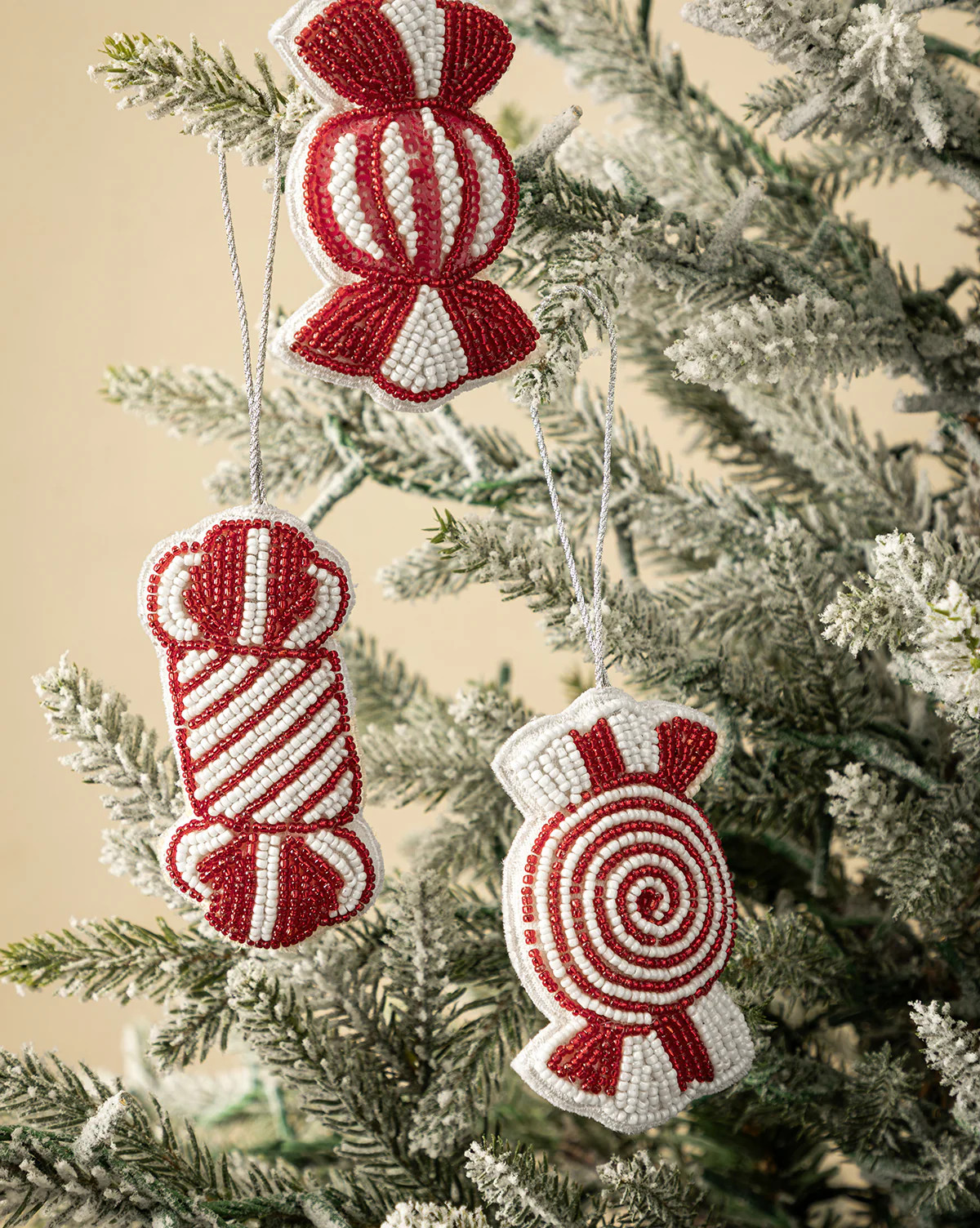 Handmade Beaded Candy Fabric Ornaments (Set of 3) | McGee & Co. (US)