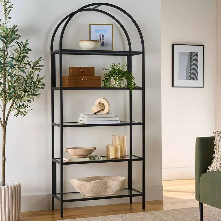 Better Homes & Gardens Nola Arc Bookshelf, Black Finish | Walmart (US)