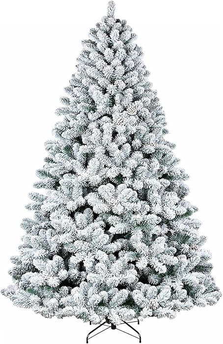 Hykolity 9 ft Snow Flocked Christmas Tree, Artificial Christmas Tree with 2100 Tips, Metal Stand ... | Amazon (US)