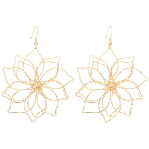 Eioi & Lmnm Wire Flower Earrings for Women, Handmade Big Lightweight Wire Floral Petal Dangle Ear... | Amazon (US)