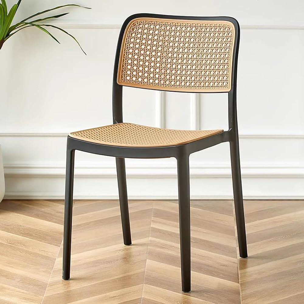 WestUx Rattan Plastic Indoor Stackable Chairs,Retro Mid-Century Dining Chairs Commercial Event Lo... | Amazon (US)