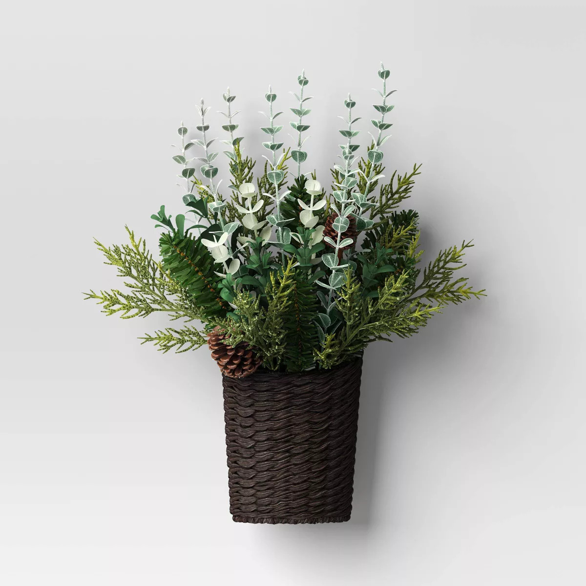20" Mixed Greenery Christmas Artificial Swag in Woven Basket - Wondershop™ | Target