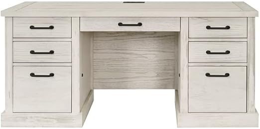 Martin Furniture Avondale Desk, Office, Wood Credenza, Fully Assembled, White Writing Table | Amazon (US)