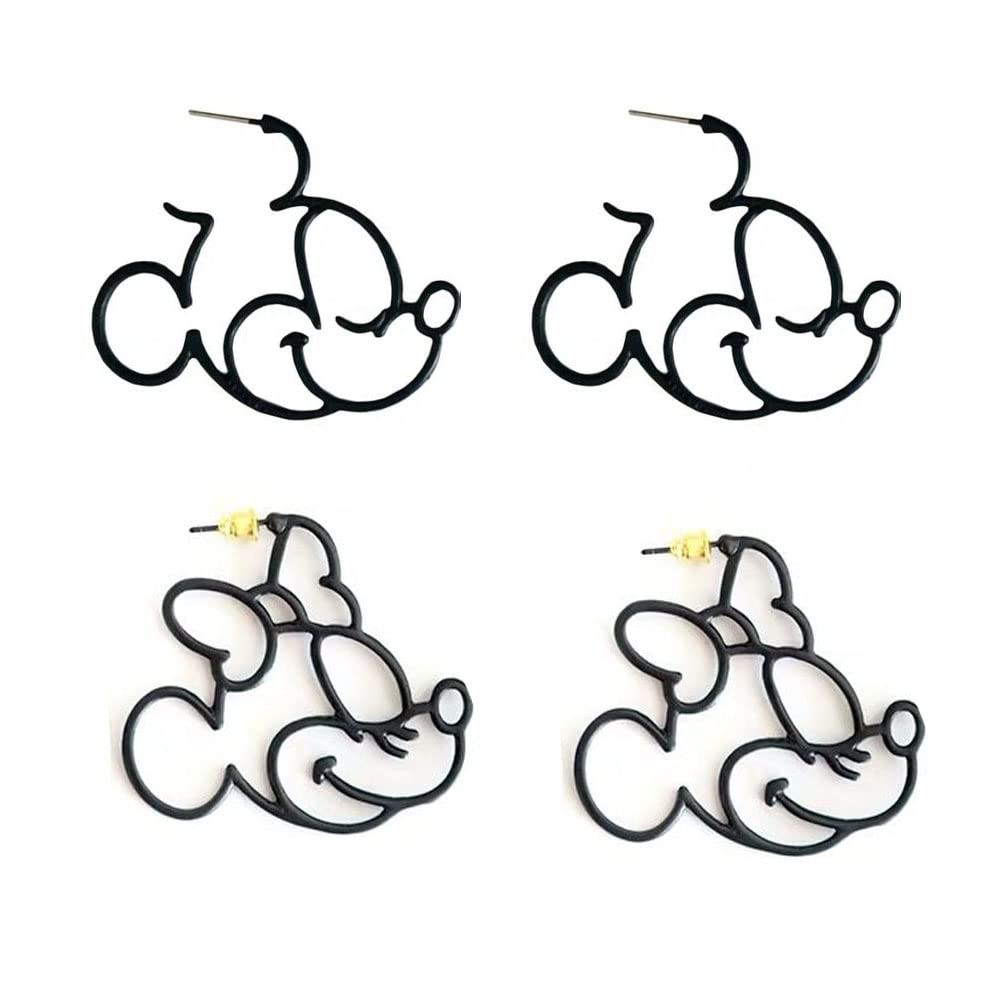 Silver Plated Black Gold Hidden Mouse Drop Earrings Cute Bow Detail Women Dangle Earring Large Ho... | Amazon (US)