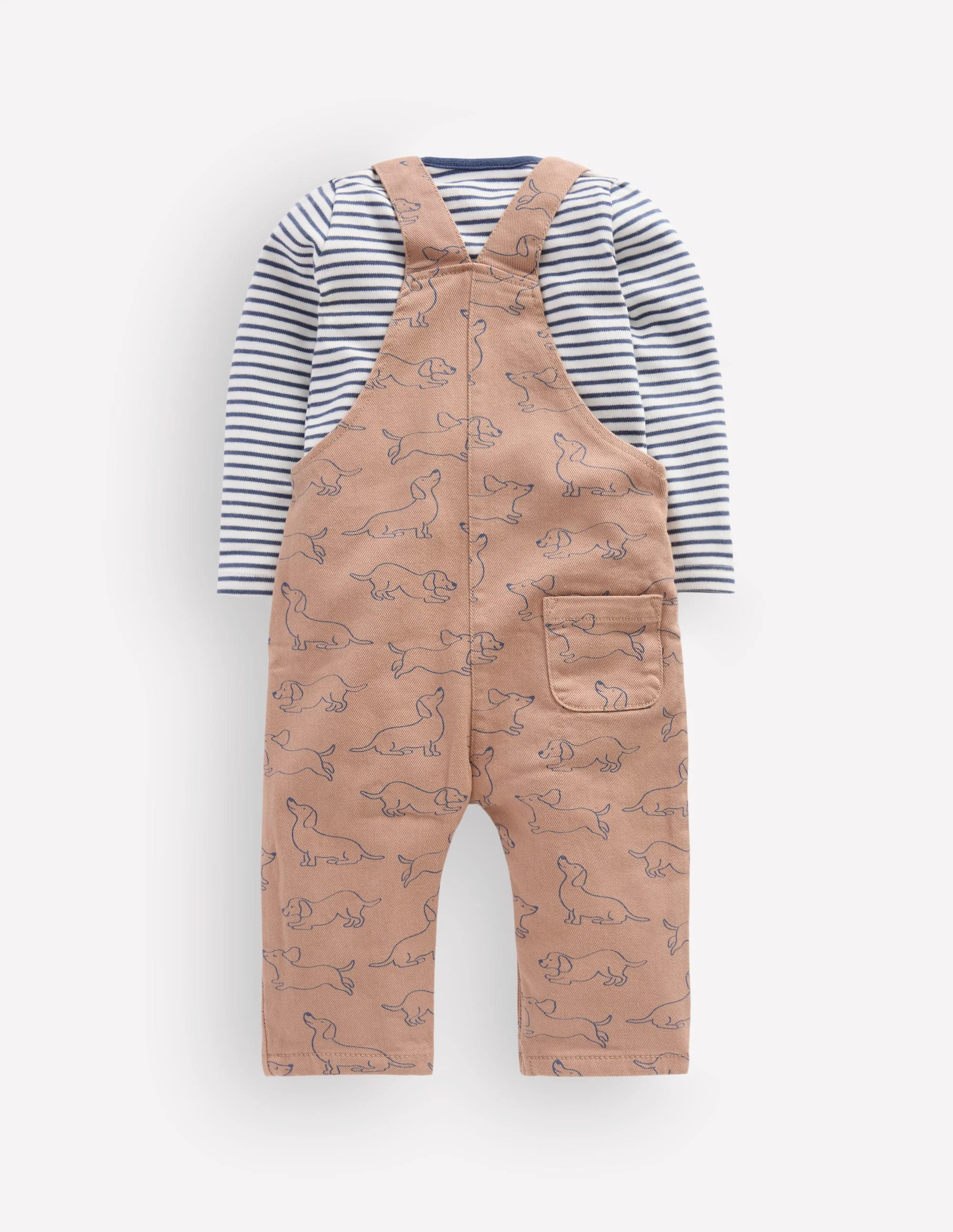 Long Sleeve Dungaree Set-Brown Puppy | Boden (US)