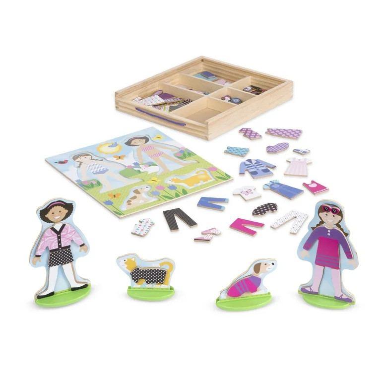 Melissa & Doug Best Friends Magnetic Dress-Up Wooden Dolls Pretend Play Set | Walmart (US)
