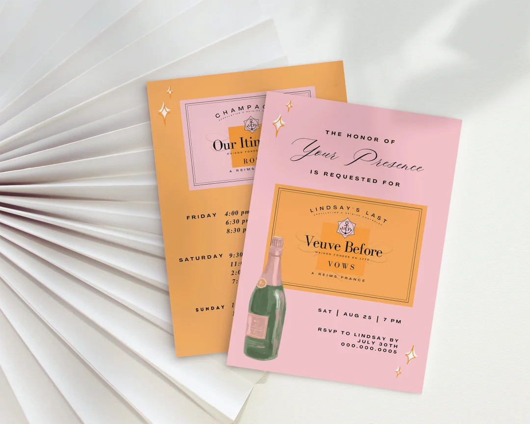 Champagne Bachelorette Welcome + Itinerary Template | Etsy (US)