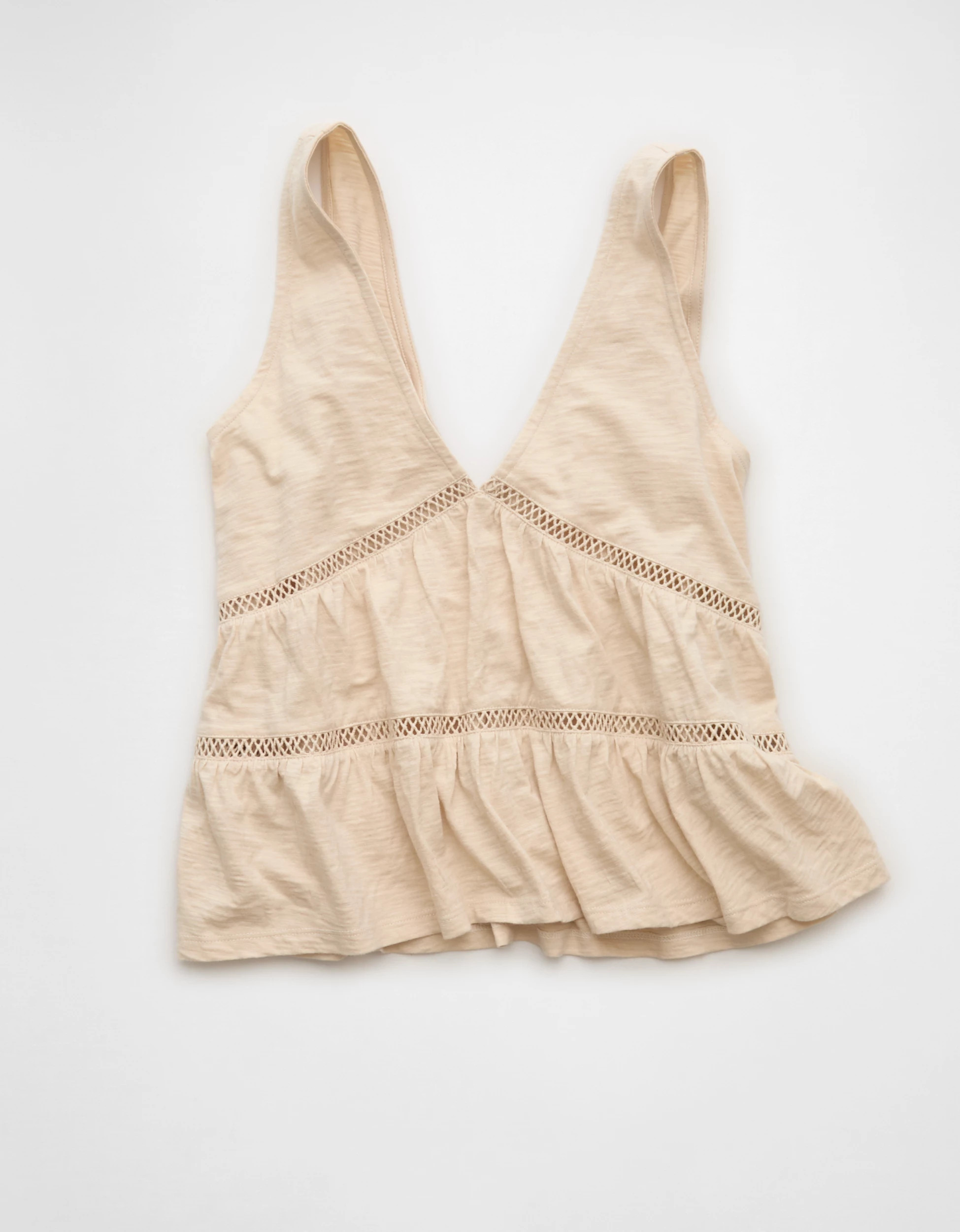 AE Sunchaser Lace Babydoll Plunge Tank Top | American Eagle Outfitters (US & CA)