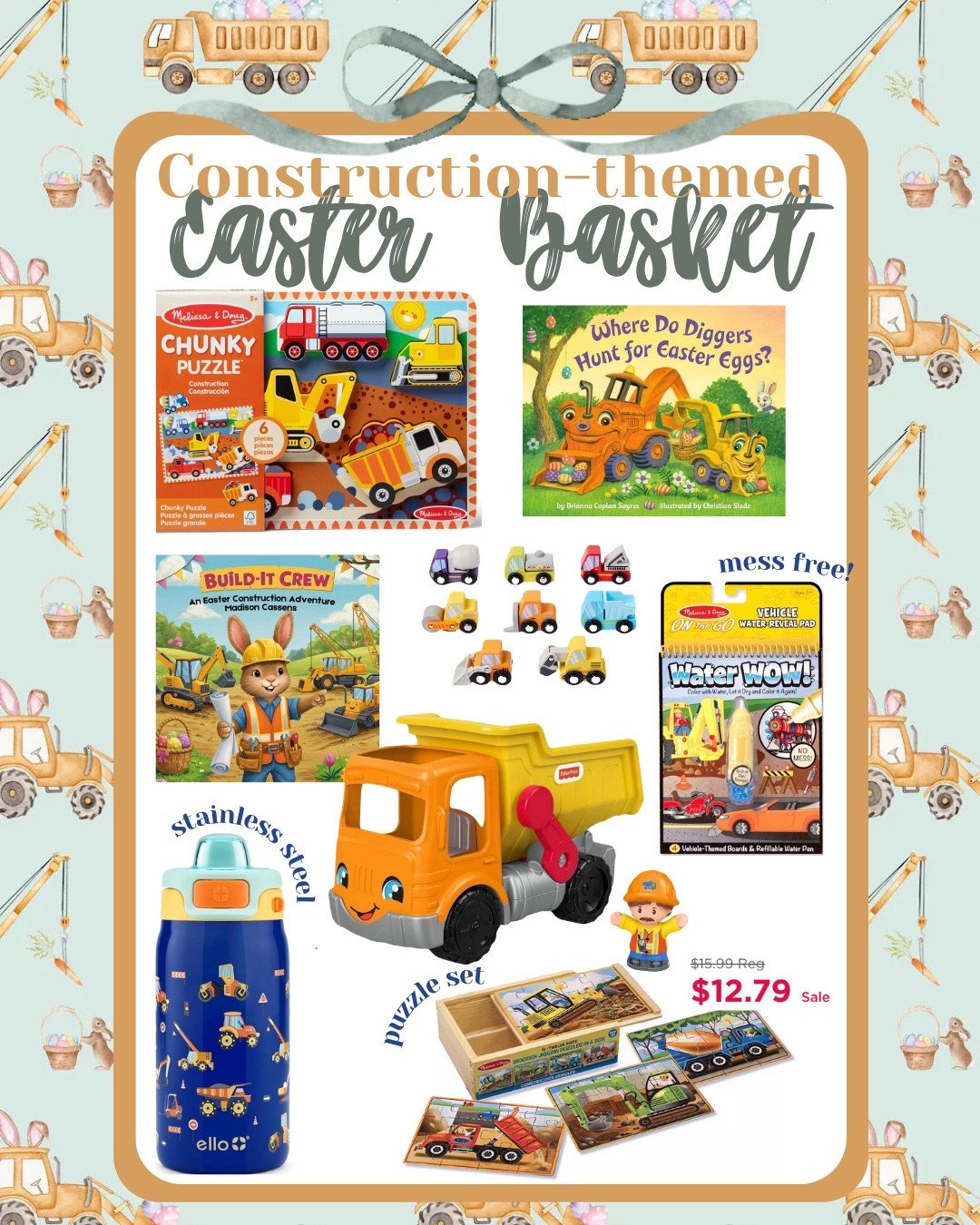 Construction themed Easter basket gifts that still arrive before Easter!!

Trucks toys books book water bottle puzzles Melisa and Doug sale kohls target Amazon prime baby toddler kids kid cute budget mess free stickers 

#LTKKids #LTKSeasonal #LTKmomlife