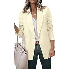 ZDLONG Women's Lightweight Blazer Jackets Lapel Long Sleeve Linen Blazer Suits for Daily/Work | Amazon (US)
