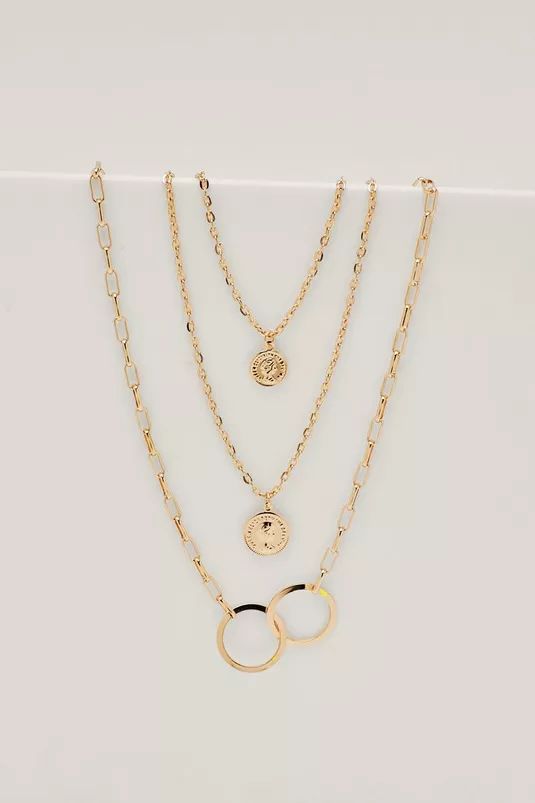 Layered Coin Chain Pendant Loop Necklace | Nasty Gal (US)
