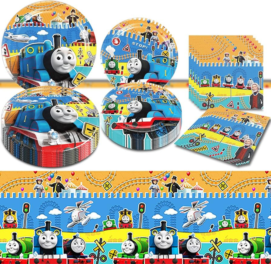 Train Birthday Party Supplies, Train Friends Theme Party Tableware Includes 20Pcs Plates, 20Pcs N... | Amazon (US)