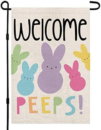 Welcome Easter Garden Flag Double Sided Vertical 12×18 Inch Bunny Banners Spring Yard Outdoor Farmho | Amazon (US)