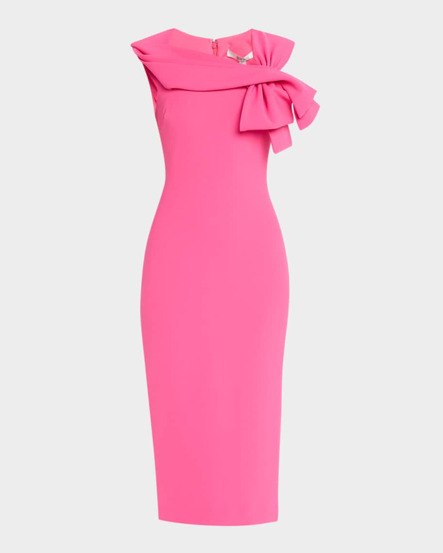 Badgley Mischka Bow-Front Midi Sheath Dress | Neiman Marcus