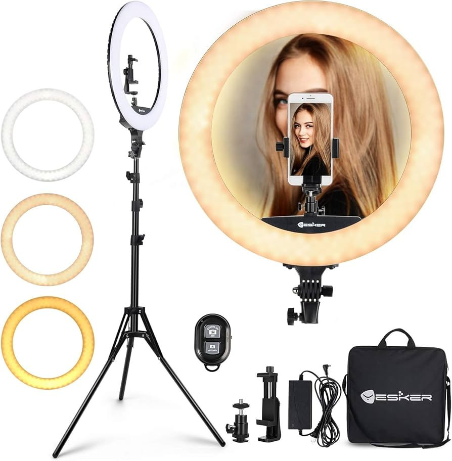 Ring Light 18 Inch LED Ringlight Kit with 73 inch Tripod Stand with Phone Holder Adjustable 3200-... | Amazon (US)